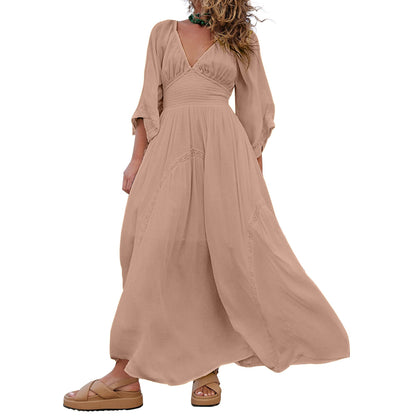 Women's V-Neck Summer Maxi Dress with Pocket (Buy 2 Free Shipping)