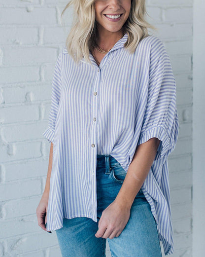 Limited time sale 🔥Women's Oversized Striped Loose Button-down Shirt
