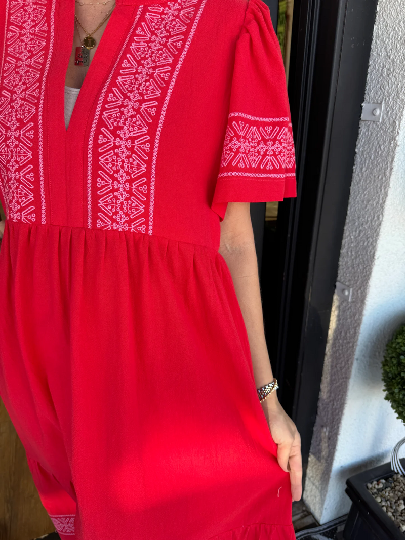 ✨2025 V-Neck layered Boho Maxi Dress With Pockets