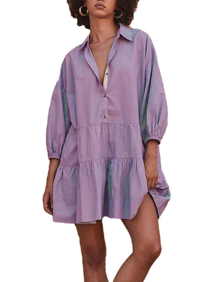 Women's Oversized Casual Collared Babydoll Mini Dress (⏰ 50% OFF TODAY)