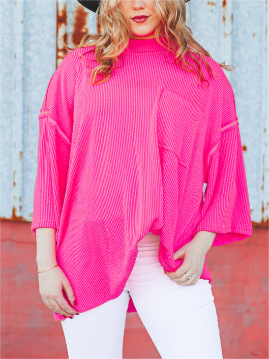 Women's Oversize High Neck Urban Ribbed Top(Buy 2 Free Shipping)