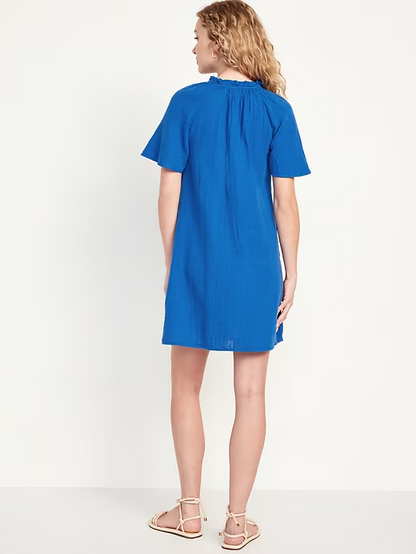 2024 NEW-Crinkle Gauze Mini Swing Dress(BUY 2 FREE SHIPPING)