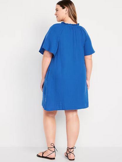2024 NEW-Crinkle Gauze Mini Swing Dress(BUY 2 FREE SHIPPING)