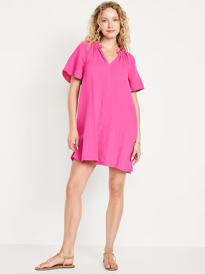 2024 NEW-Crinkle Gauze Mini Swing Dress(BUY 2 FREE SHIPPING)