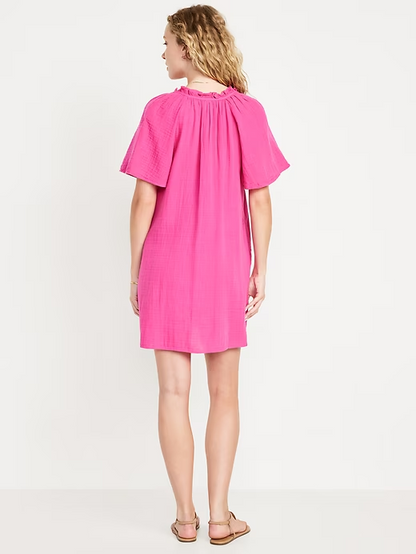 2024 NEW-Crinkle Gauze Mini Swing Dress(BUY 2 FREE SHIPPING)
