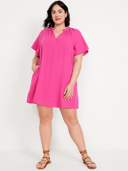 2024 NEW-Crinkle Gauze Mini Swing Dress(BUY 2 FREE SHIPPING)