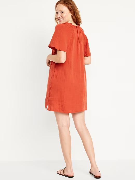 2024 NEW-Crinkle Gauze Mini Swing Dress(BUY 2 FREE SHIPPING)