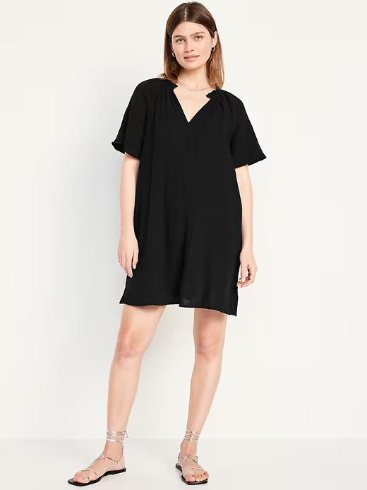 2024 NEW-Crinkle Gauze Mini Swing Dress(BUY 2 FREE SHIPPING)