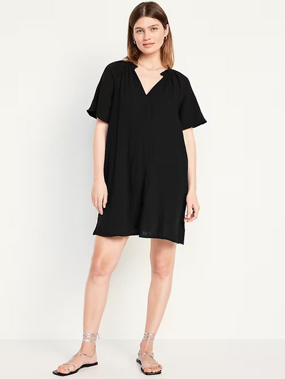 2024 NEW-Crinkle Gauze Mini Swing Dress(BUY 2 FREE SHIPPING)