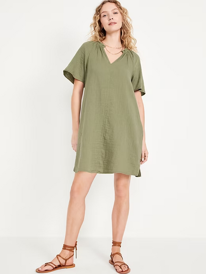 2024 NEW-Crinkle Gauze Mini Swing Dress(BUY 2 FREE SHIPPING)