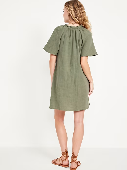 2024 NEW-Crinkle Gauze Mini Swing Dress(BUY 2 FREE SHIPPING)
