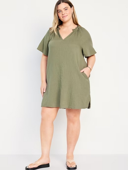 2024 NEW-Crinkle Gauze Mini Swing Dress(BUY 2 FREE SHIPPING)