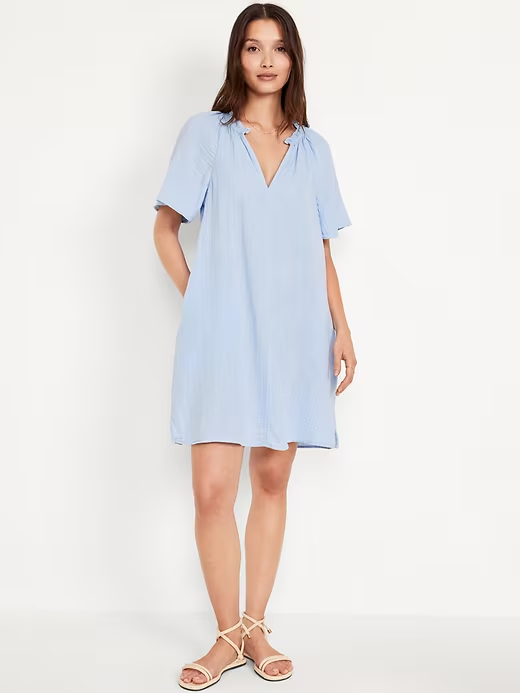 2024 NEW-Crinkle Gauze Mini Swing Dress(BUY 2 FREE SHIPPING)