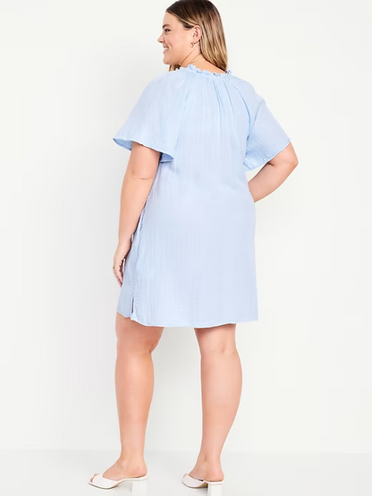 2024 NEW-Crinkle Gauze Mini Swing Dress(BUY 2 FREE SHIPPING)