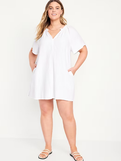 2024 NEW-Crinkle Gauze Mini Swing Dress(BUY 2 FREE SHIPPING)