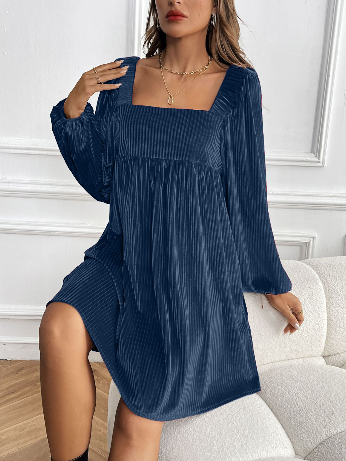 ✨Square Neck Velvet Mini Dress