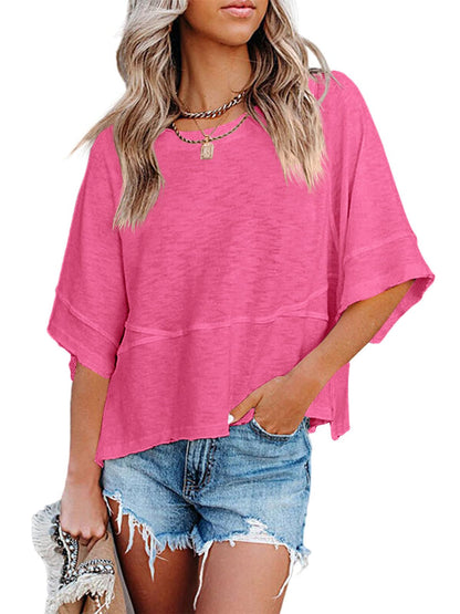 Limited time sale🔥Women's Summer Casual Crewneck Batwing Half Sleeve Tee