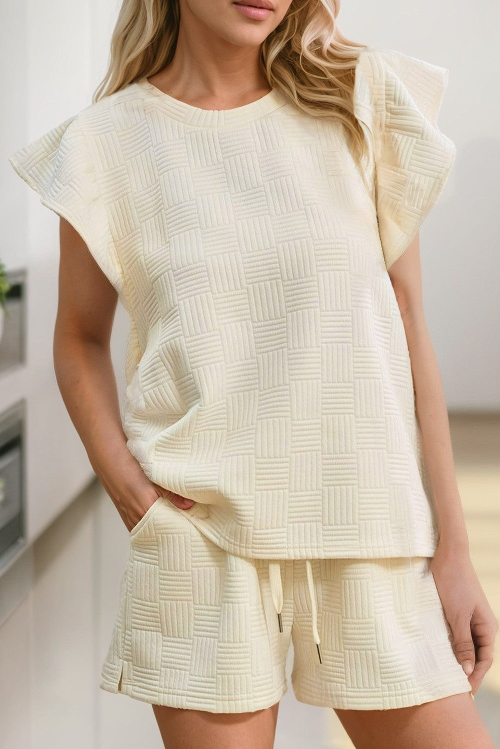 2024 New Women's Solid Textured Drawstring Shorts Set(Buy 2 Free Shipping)