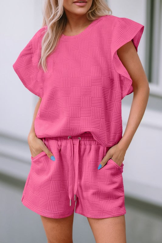 2024 New Women's Solid Textured Drawstring Shorts Set(Buy 2 Free Shipping)