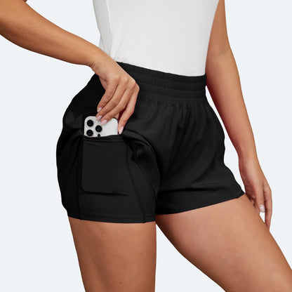 Women's 2-in-1 High Waist Running Shorts with Pockets
