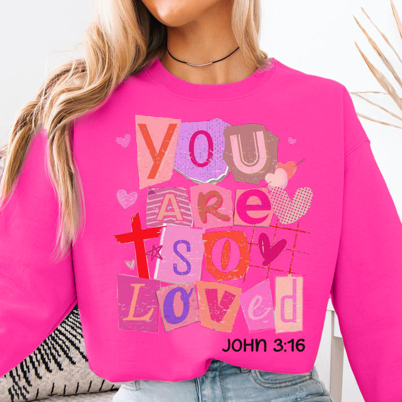 Christian Valentines Day Sweatshirt John 3:16 Bible Verse Jesus Sweater