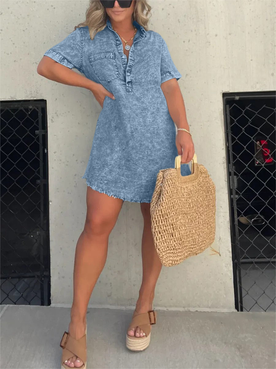 Women's Washed Shirt Dress (Buy 2 Free Shipping)