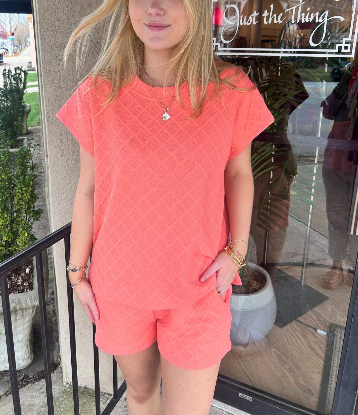 Square Patterned Top And Short Claire Set(Buy 2 Free Shipping)