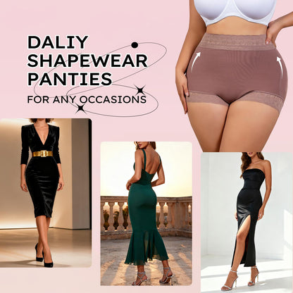 High Waist Tummy Control Shapewear Shorts with Lace & Anti-Slip Band
