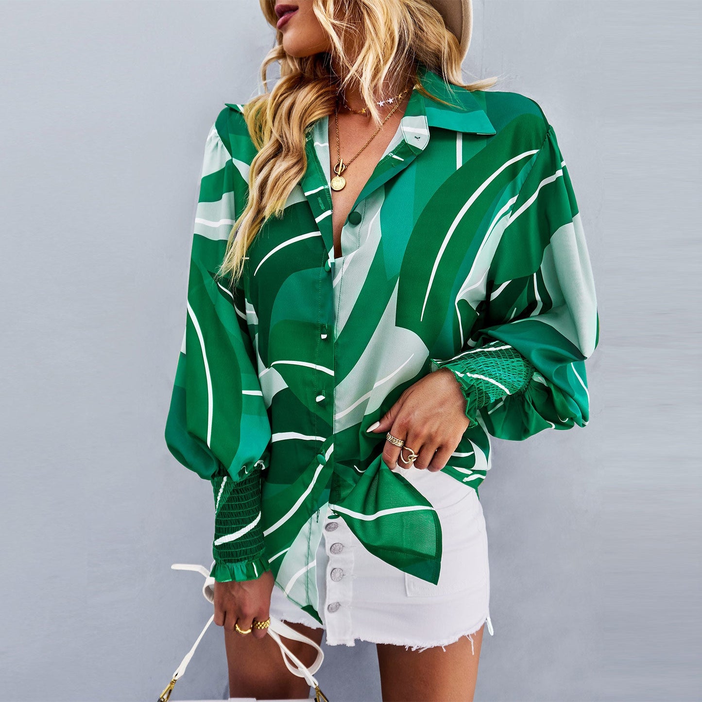 2023 New Ladies Long Sleeve Printed Shirt