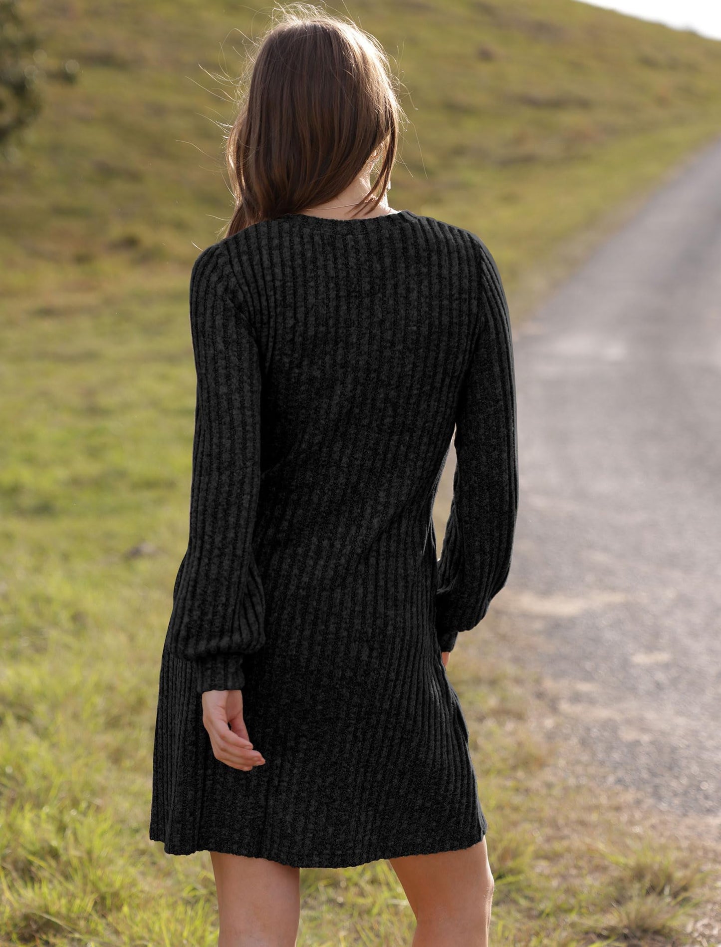 Women's V Neck Long Sleeve Casual Fall Dresses