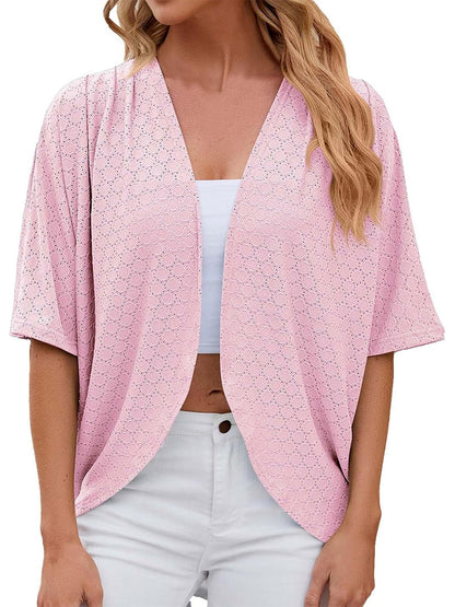 HOT SALE Women's Casual Lightweight Half Sleeve Hollow Cardigan
