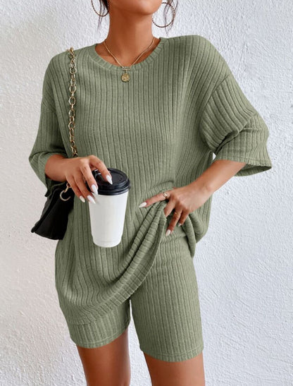 Summer Sale 2023🔥 🔥 Casual Round Collar Loose Shorts Set
