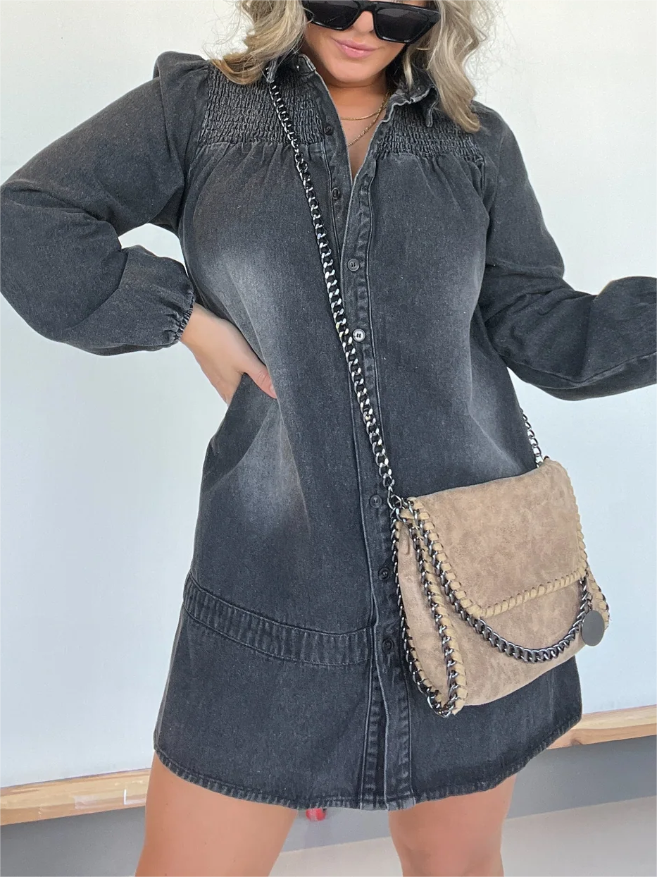 2023 New Washed Denim Shirt Dress (Buy 2 Free Shipping)