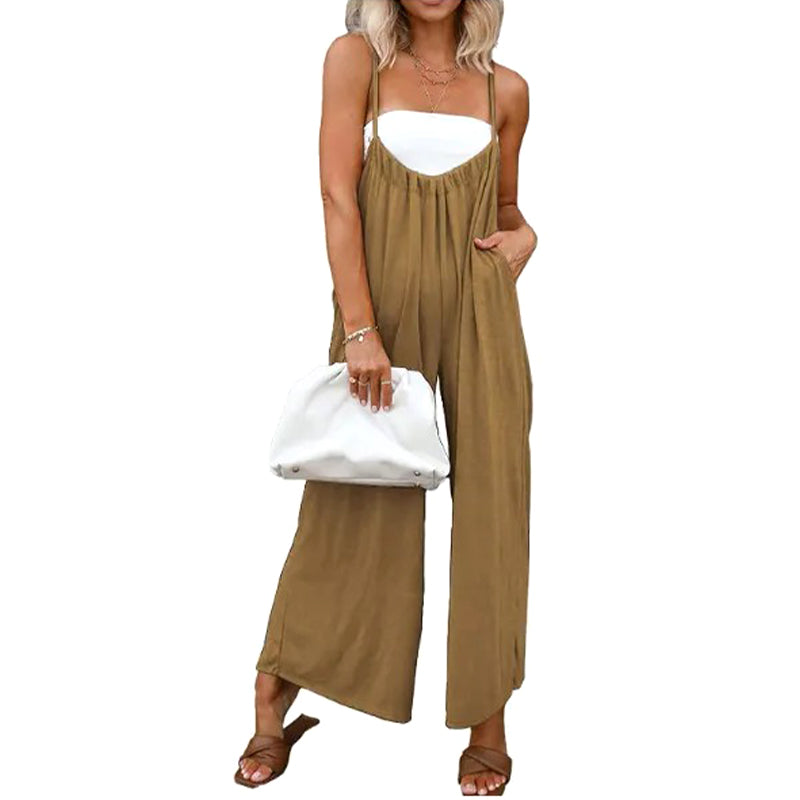 Women's Casual Loose Sleeveless Jumpsuits Spaghetti Straps with Pockets(BUY 2 FREE SHIPPING)