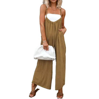 Women's Casual Loose Sleeveless Jumpsuits Spaghetti Straps with Pockets(BUY 2 FREE SHIPPING)