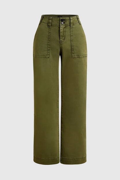 Double Button Mid Waist Straight Leg Pants(BUY 2 FREE SHIPPING)