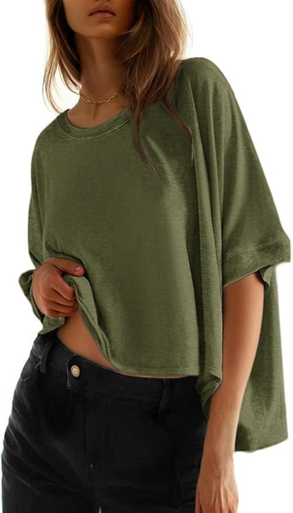 2026 Women's Solid Color Loose Oversized Basic T-Shirt