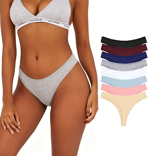 FINETOO 8-Pack Cotton Thongs for Women – Soft, Breathable Low-Rise Panties