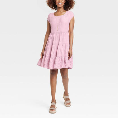 Women's Short Sleeve A-Line Dress