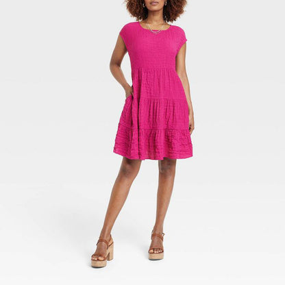 Women's Short Sleeve A-Line Dress