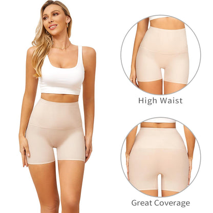 4PCS Women's High Waist Seamless Boyshort Underwear, Breathable Full Coverage Boxer Briefs