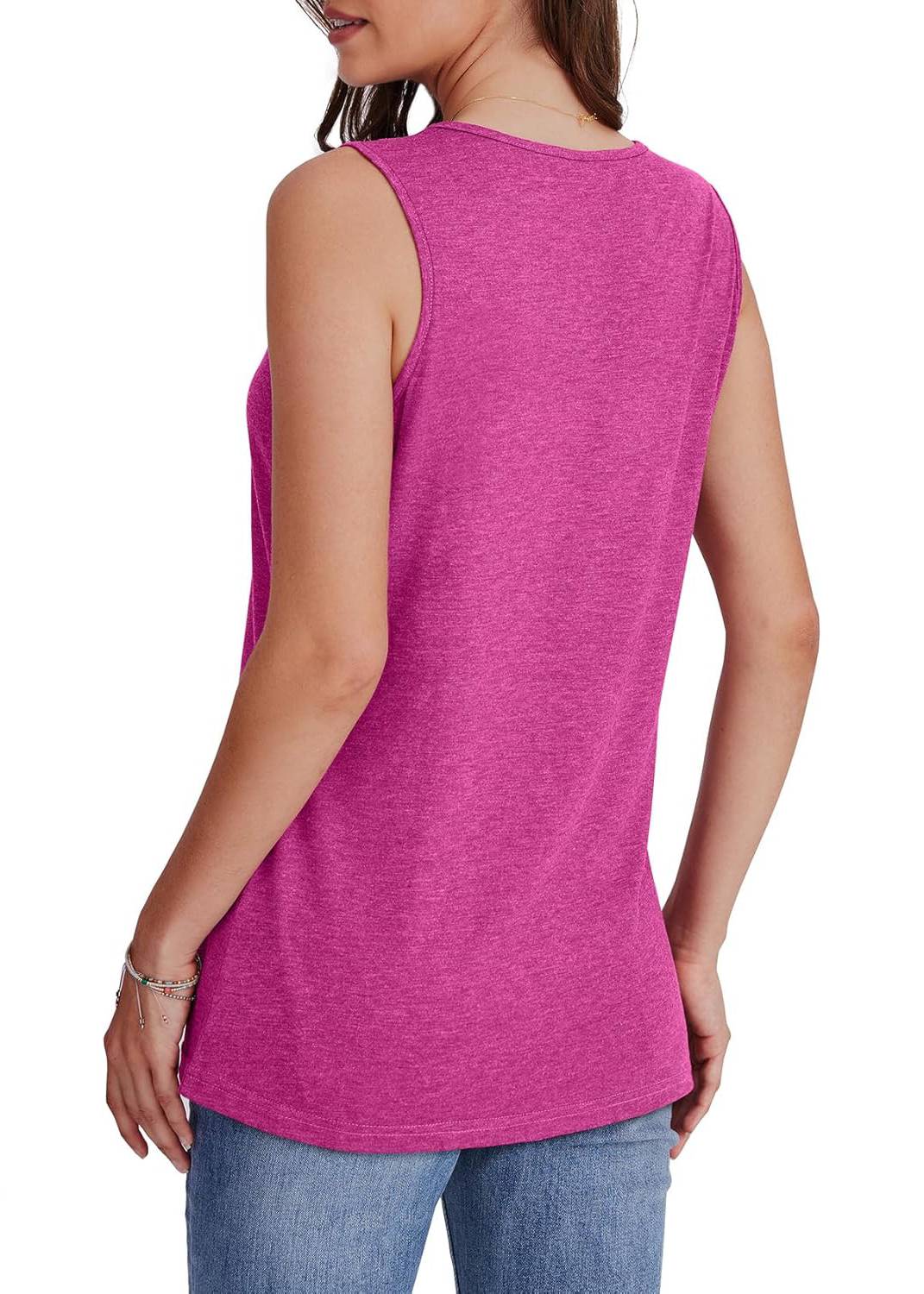 ✨Women Summer Loose Fit V Neck T Shirts Trendy Sleeveless Basic Tank Tops