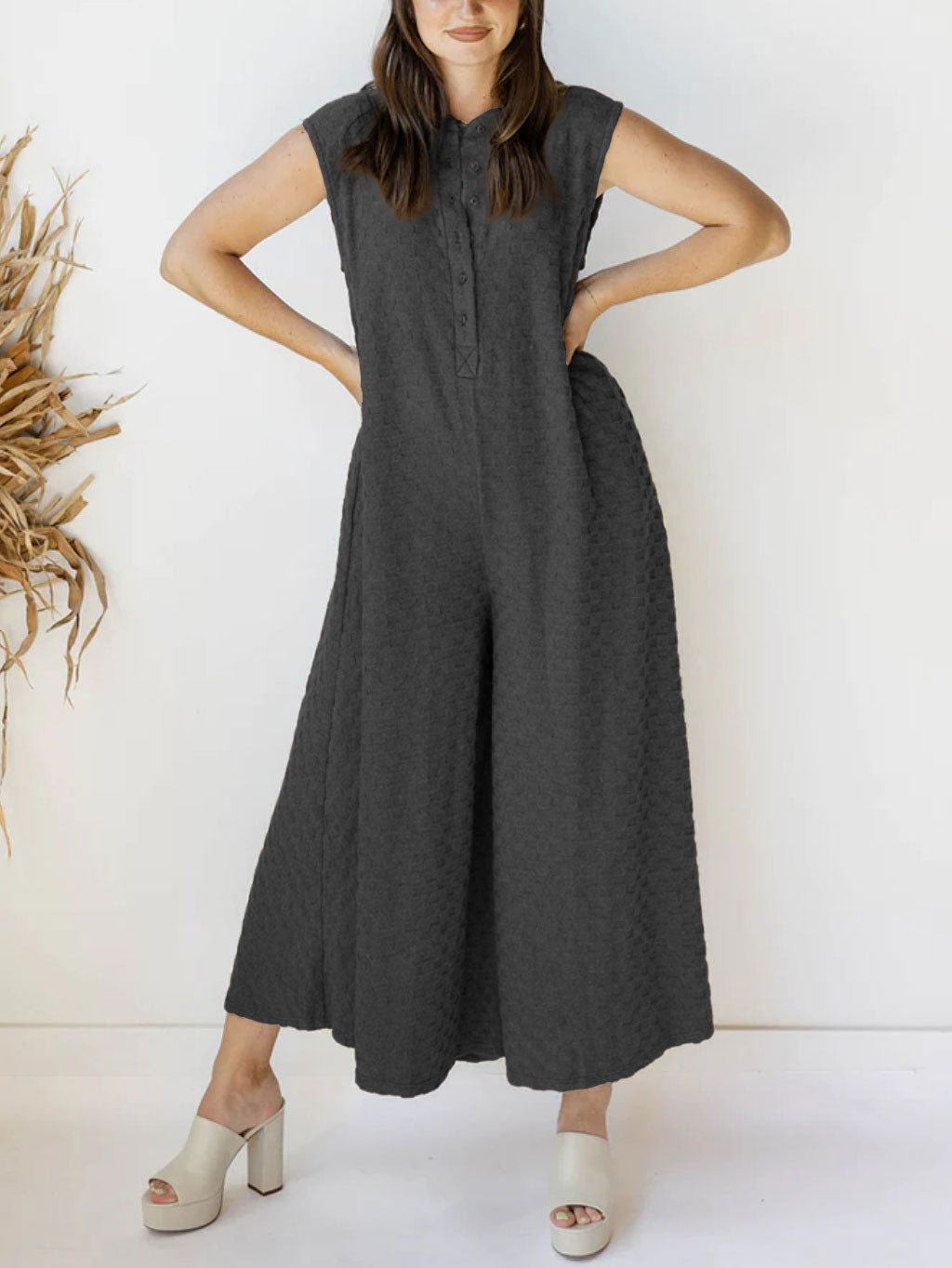 Women's Plaid Button Loose Jumpsuit (Buy 2 Free Shipping)