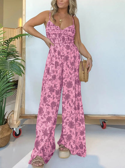 Floral Wide Leg Jumpsuit (Buy 2 Free Shipping)