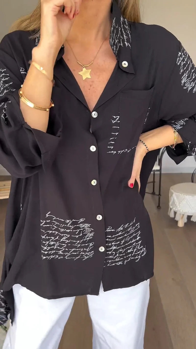 2024 Letter Print Fashion Lapel Shirt(Buy 2 Free Shipping)