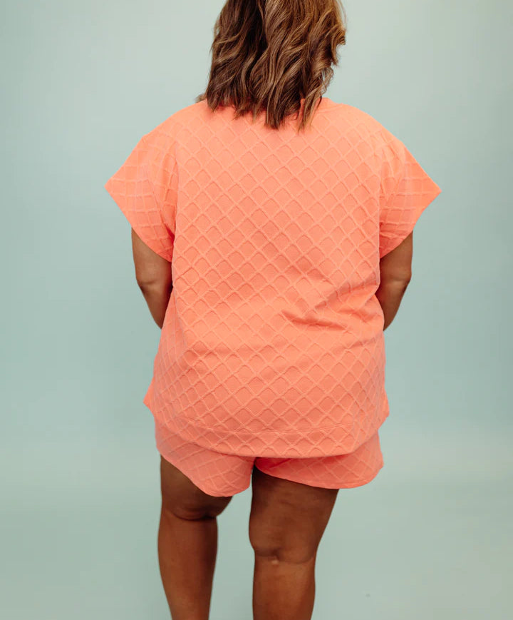 Square Patterned Top And Short Claire Set(Buy 2 Free Shipping)