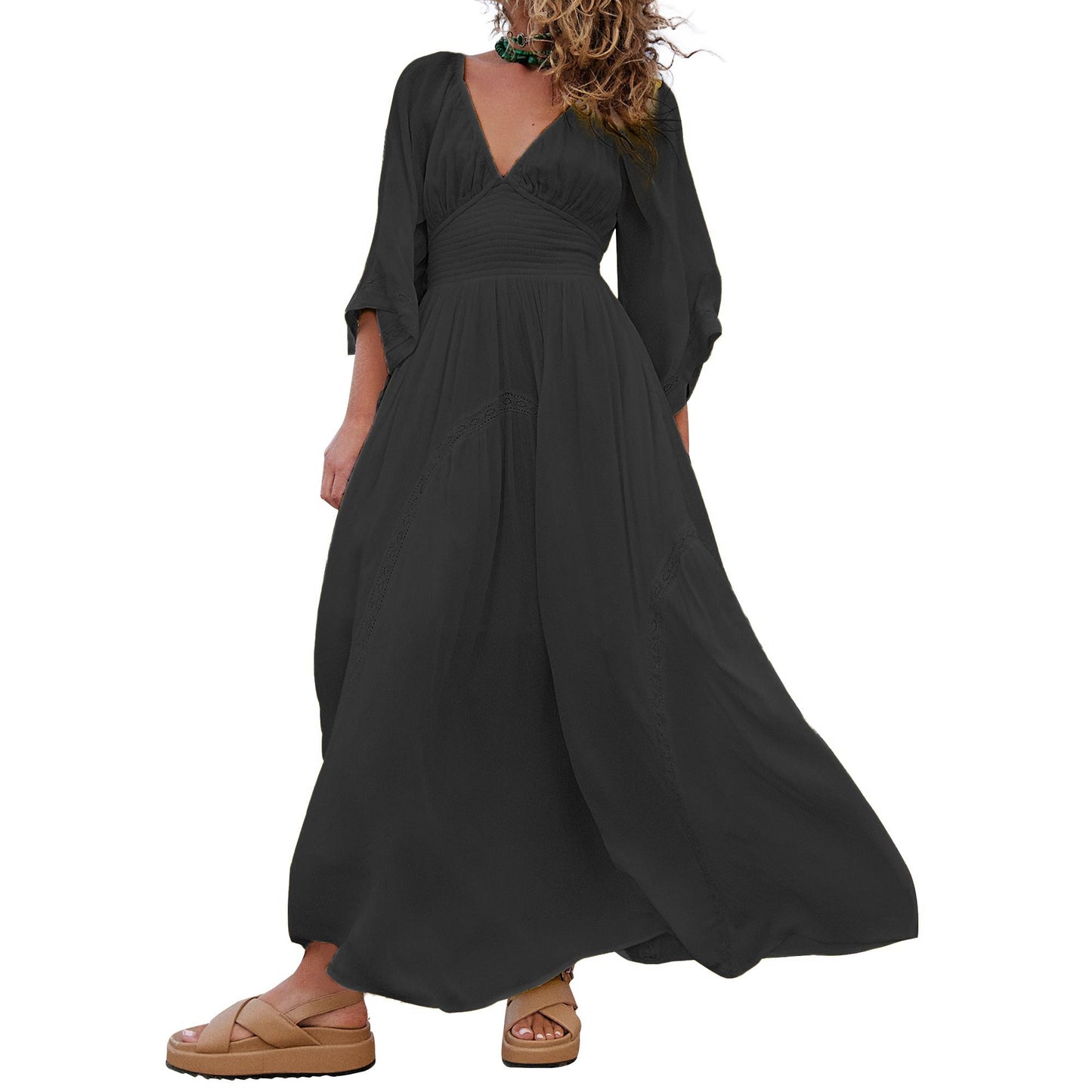 Women's V-Neck Summer Maxi Dress with Pocket (Buy 2 Free Shipping)