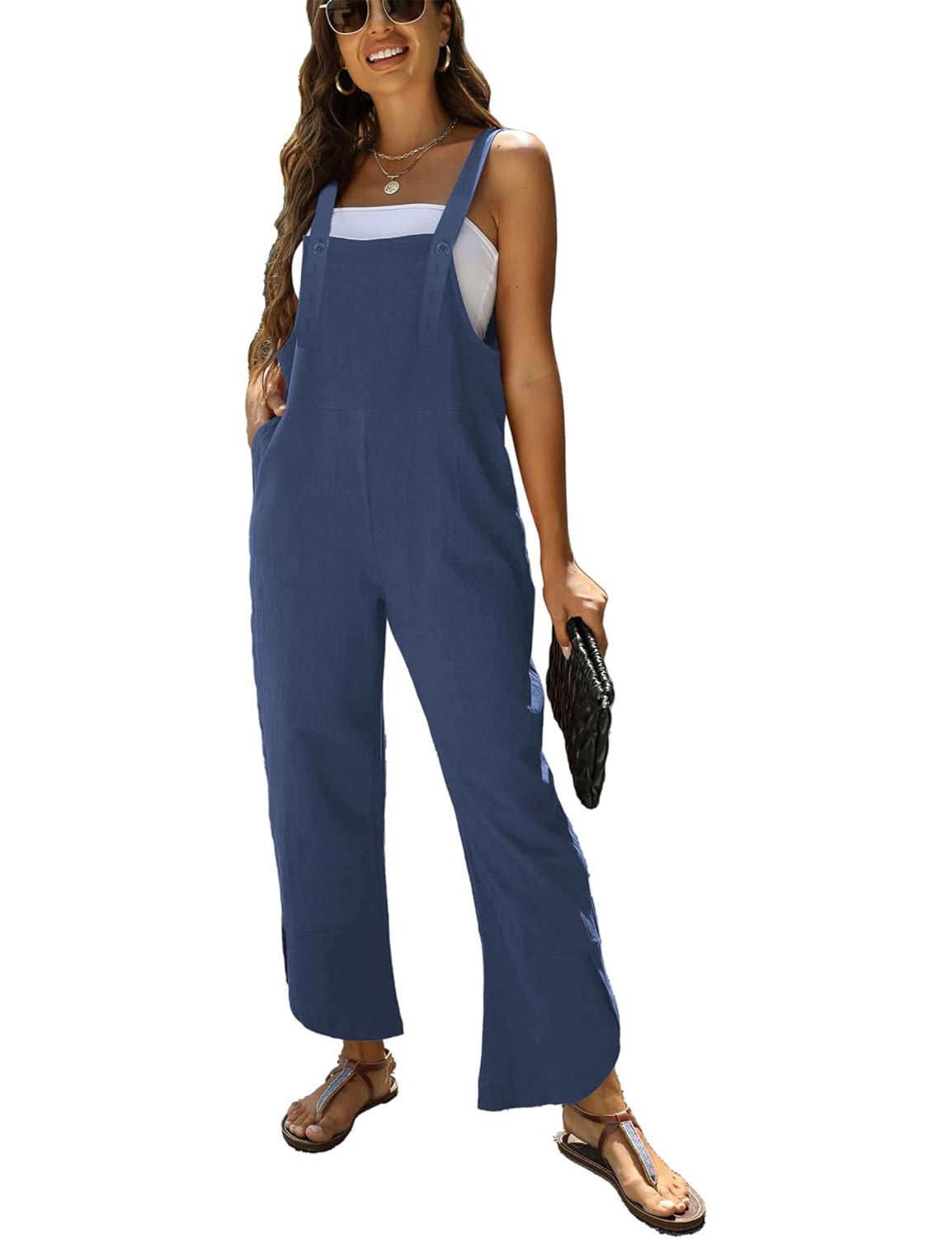 2024 NEW-Women's Sleeveless Overalls Loose Wide Leg Jumpsuit (BUY 2 FREE SHIPPING)