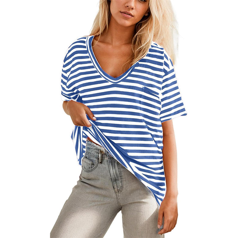 Women Oversized Deep V Neck Striped Shirt(Buy 2 Free Shipping)