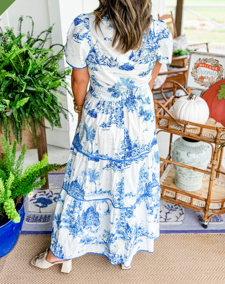 Tiktok Hot Sale Women's Classic Charm Toile Maxi Dress
